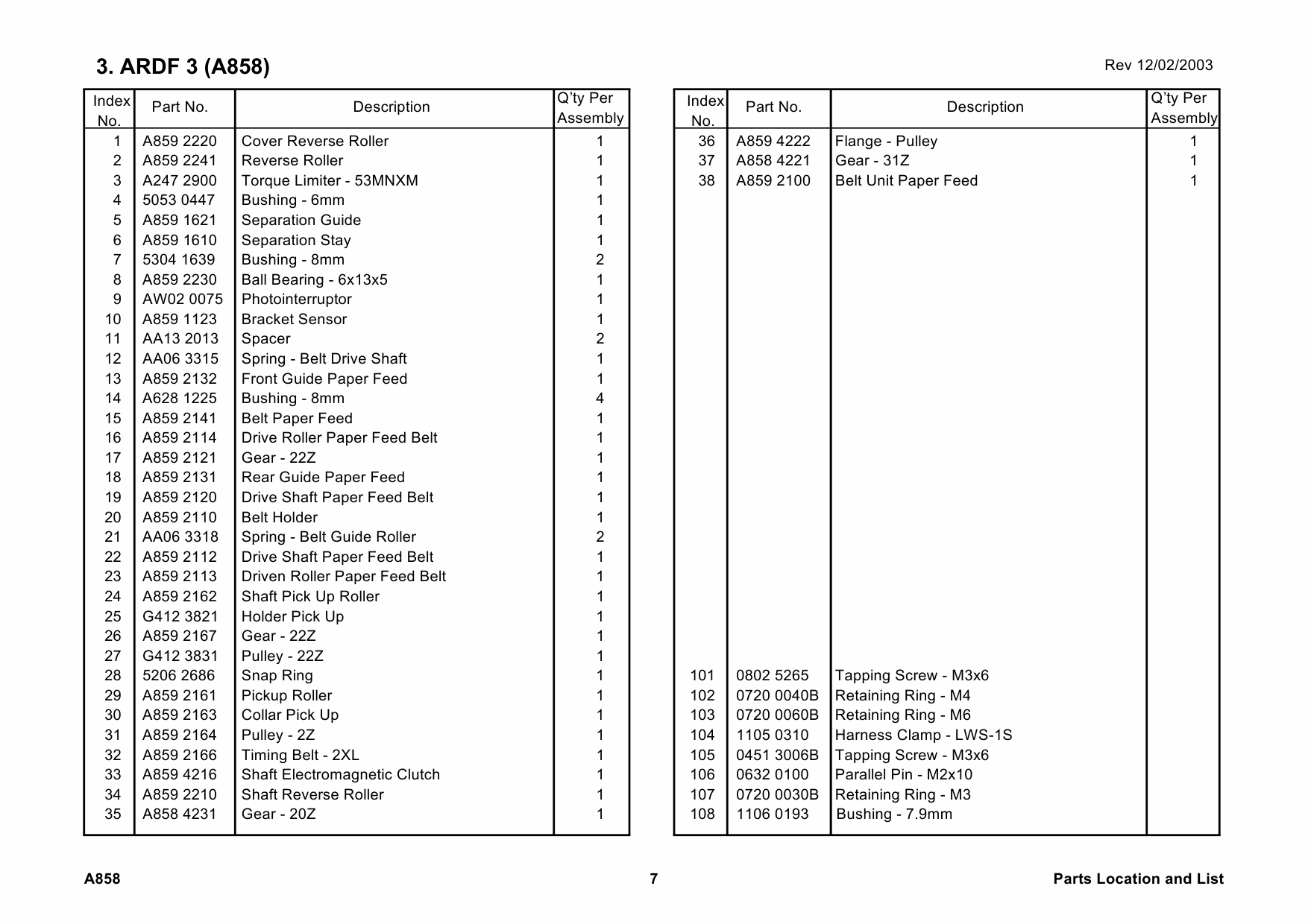 RICOH Options A858 AUTO-RECIRCULATING-DOCUMENT Parts Catalog PDF download-3